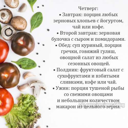 Пример регулярного правильного питания на неделю для красивой фигуры!