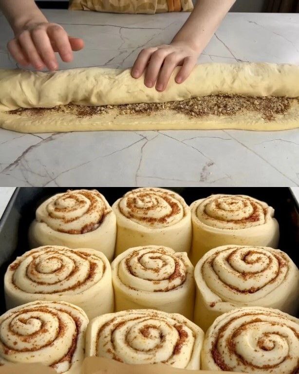 МЯГКИЕ И ВОЗДУШНЫЕ БУЛОЧКИ С КОРИЦЕЙ И ГРЕЦКИМИ ОРЕХАМИ, ПОКРЫТЫЕ ГЛАЗУРЬЮ ИЗ СЛИВОЧНОГО СЫРА ?❤