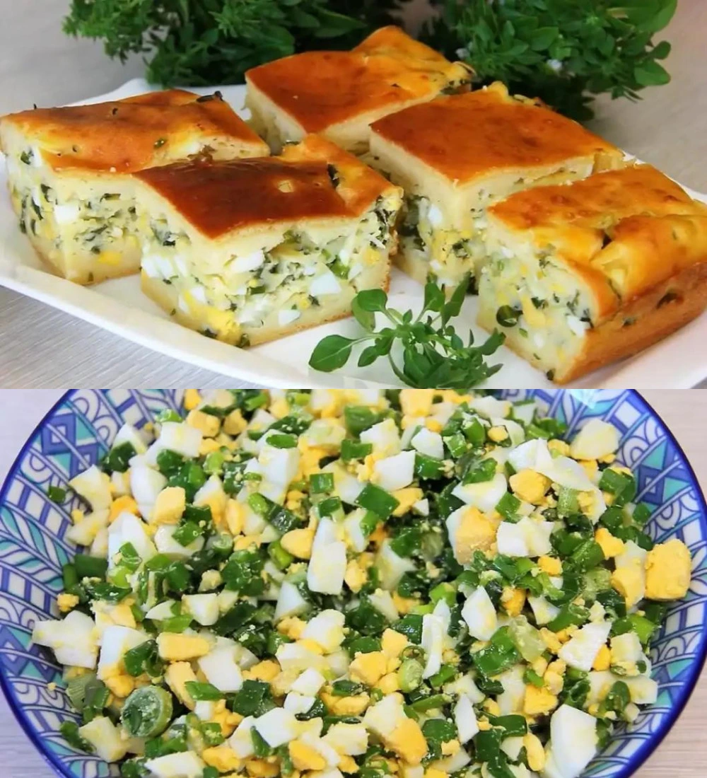 Заливной пирог с зеленым луком и яйцом: вкусно и просто