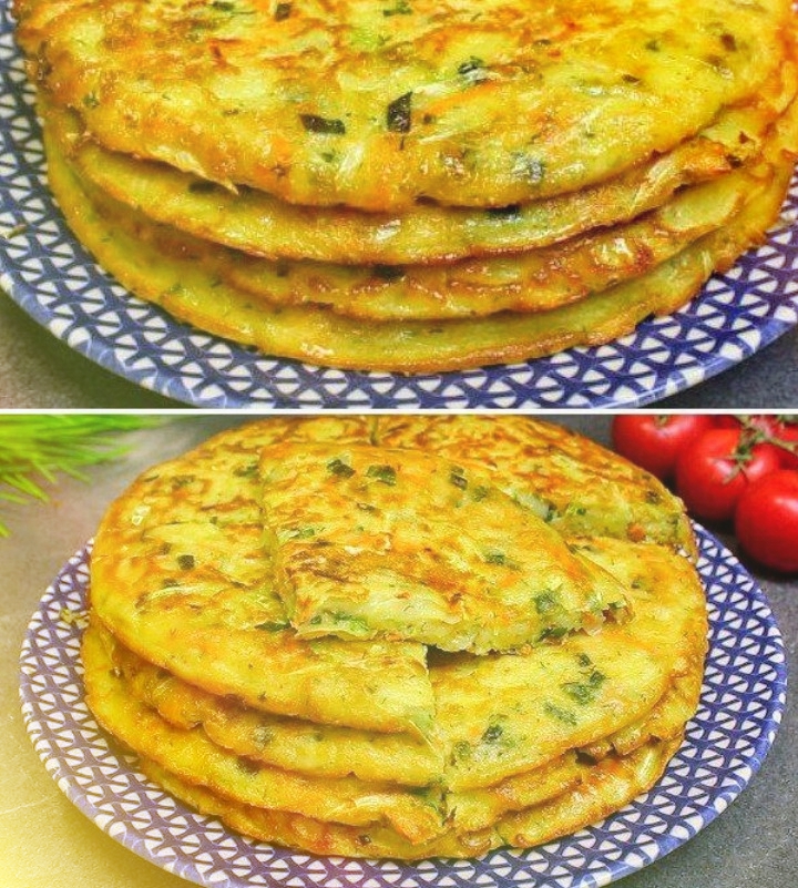 Руками теста не касаюсь, просто добавляю в него капусту с морковкой, перемешиваю и готовлю вкуснейшие ленивые лепешки