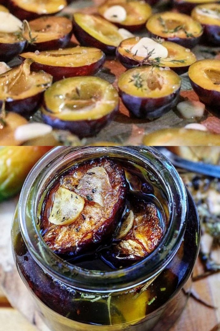 ВЯЛЕНЫЕ СЛИВЫ С ЧЕСНОКОМ, ТРАВАМИ И СОЛЬЮ 