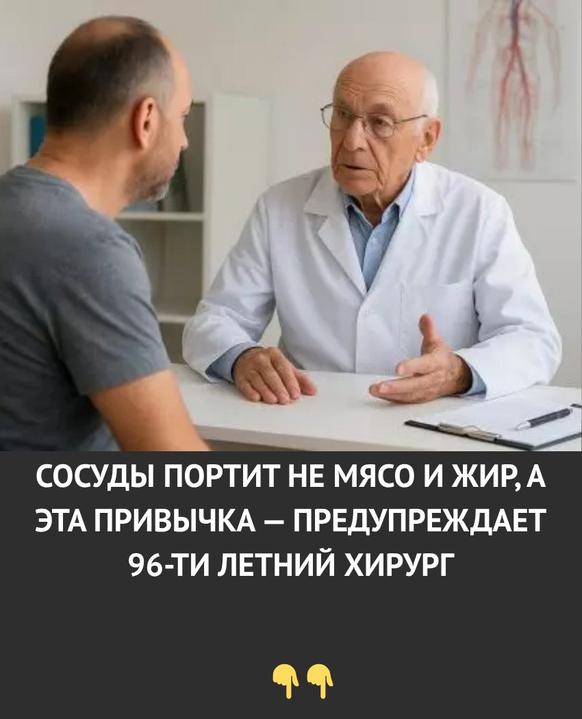 Сосуды разрушает не мясо и не жир, а одна привычка, о которой предупредил 96-летний хирург. Сосуды разрушает не мясо и не жир, а одна привычка, о которой предупредил 96-летний хирург.