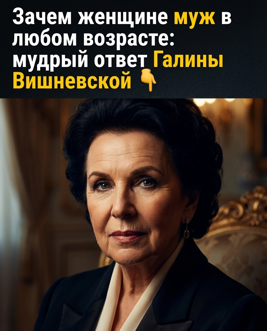 Зачем женщине, независимо от возраста, нужен муж? Галина Вишневская даёт исчерпывающий ответ!
