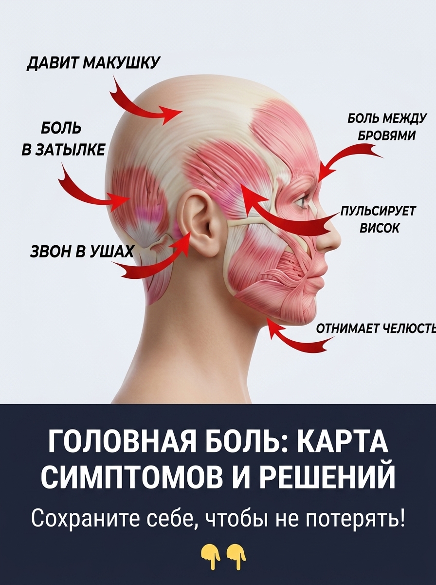 Гибкая схема локализации головной боли и методы борьбы с ней.