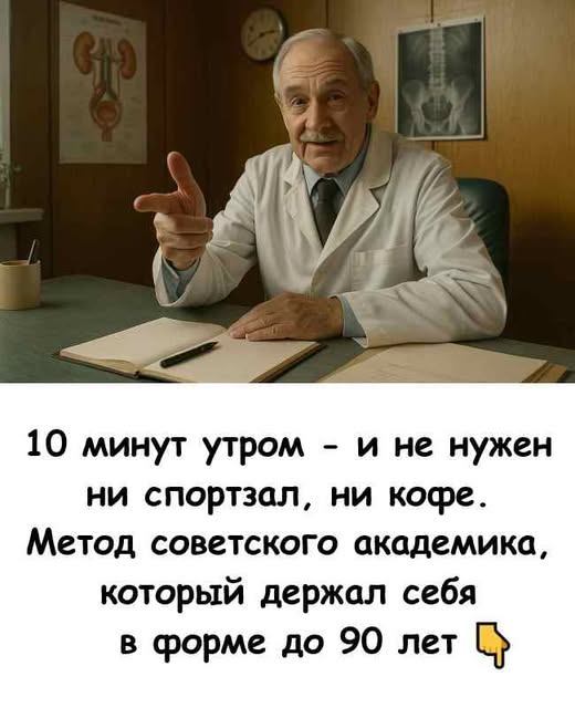 10 минут утром — и не нужен ни спортзал, ни кофе. Метод советского академика, который держал себя в форме до 90 лет